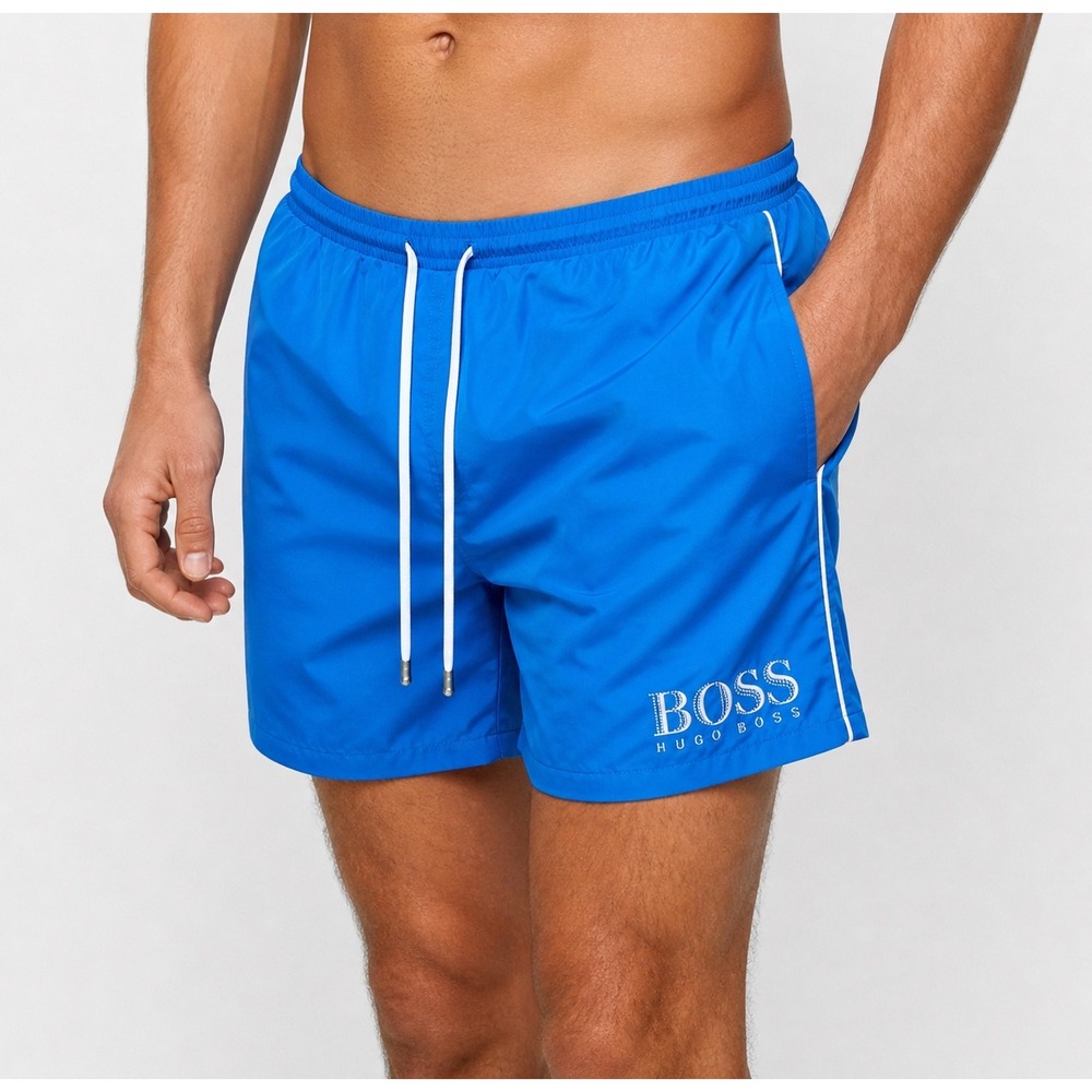 Hugo Boss Starfish BM Swim Trunks Mens XXL Blue Logo Beachwear Shorts